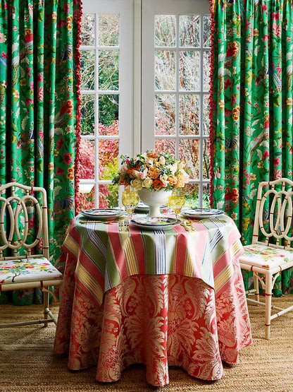 Old World Weavers Estate Damask Petal Pink Beige Viscose Silk Fabric - Special Order - By The Yard