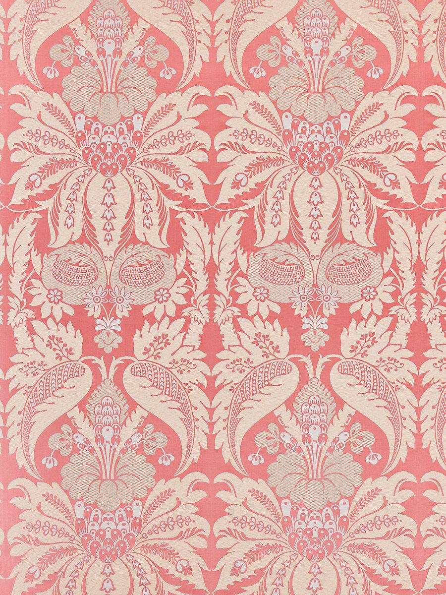 Old World Weavers Estate Damask Petal Pink Beige Viscose Silk Fabric - Special Order - By The Yard