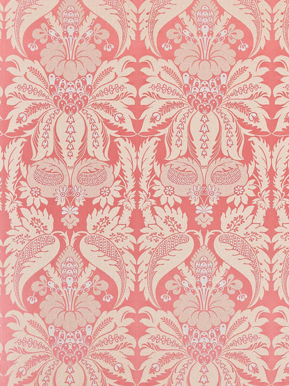 Old World Weavers Estate Damask Petal Pink Beige Viscose Silk Fabric - Special Order - By The Yard