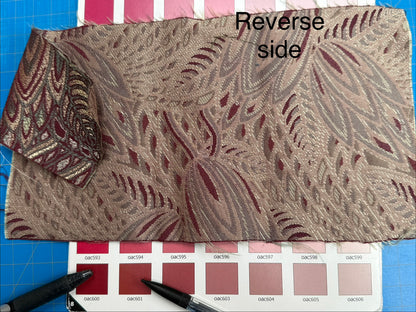 Scalamandre Napoli Bordeaux Red Gold Feather Paisley Silk Lampas MSRP USD 236/Y Grey Watkins