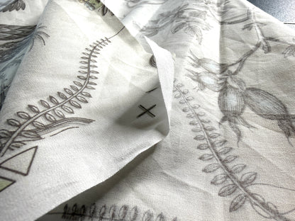 Brunschwig & Fils Bird and Thistle Print Grey on Pale cream -By The Yard - MSRP USD 348/y