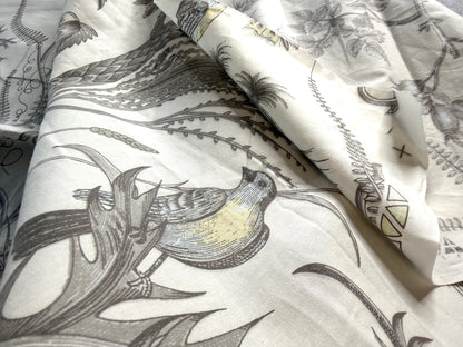 Brunschwig & Fils Bird and Thistle Print Grey on Pale cream -By The Yard - MSRP USD 348/y