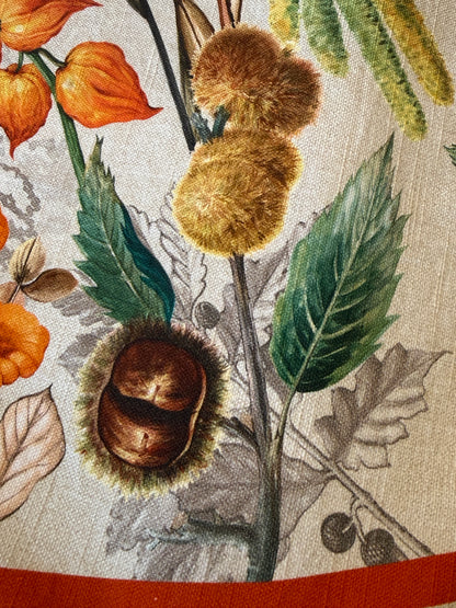 Maison d' Hermine Table Cloth Square Table Reusable 100% Cotton Nature Fall Squirrel Mushroom Acorn Pumpkin Flowers 60x120”