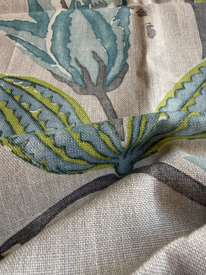 Vervain La Maitrise Seaglass Blue Green Large Foliage Linen Heavy Duty