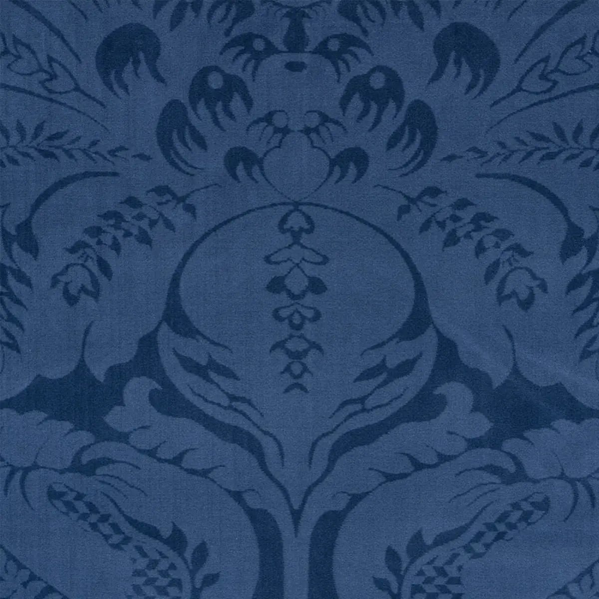 Schumacher Cordwain Cotton Velvet Damask Fabric - Sapphire Blue - Special Order
