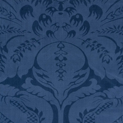 Schumacher Cordwain Cotton Velvet Damask Fabric - Sapphire Blue - Special Order