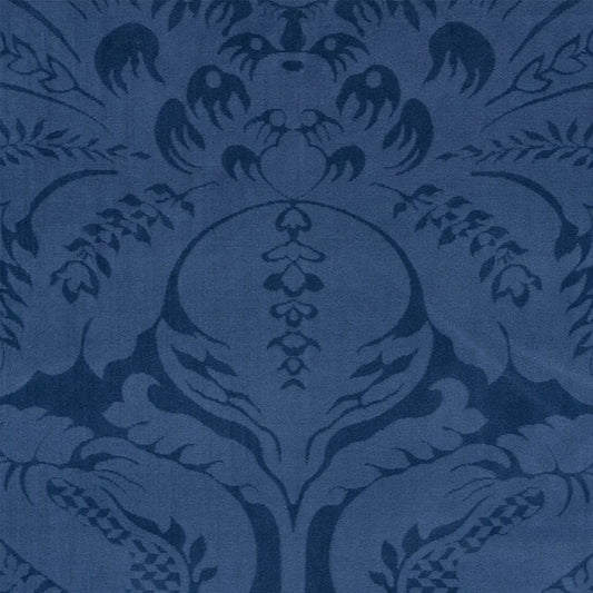 Schumacher Cordwain Cotton Velvet Damask Fabric - Sapphire Blue - Special Order