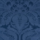 Schumacher Cordwain Cotton Velvet Damask Fabric - Sapphire Blue - Special Order