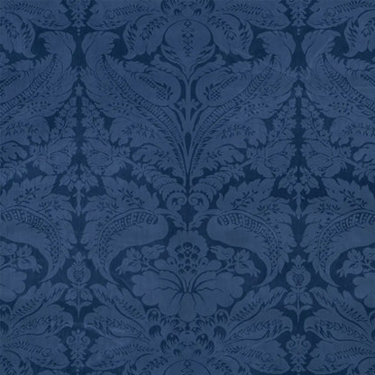 Schumacher Cordwain Cotton Velvet Damask Fabric - Sapphire Blue - Special Order