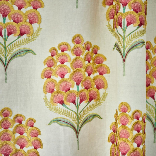 Special Order Schumacher Aurelia Embroidery in Natural  Red in Beige