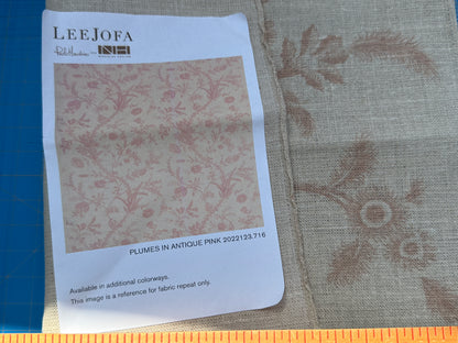 Lee Jofa Kravet Plumes Antique Pink Beige Botanical Floral Print 100% Linen - Special order - MSRP USD 556/y