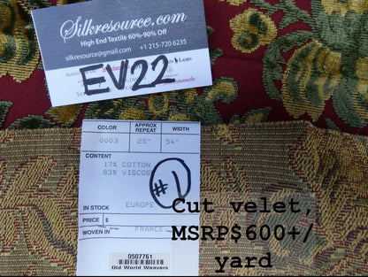 1 Ev22 Scalamandre Special Pieces Velour Verona Rubis MSRP USD 600+/yard