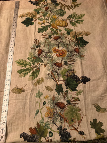 Garnier Thiebaut Table Cloth Mille Delices Boises Naturel Tablecloth, Cotton-Linen Blend, Prewashed large 60x140 inches Grapes Chestnuts Pears Acorn