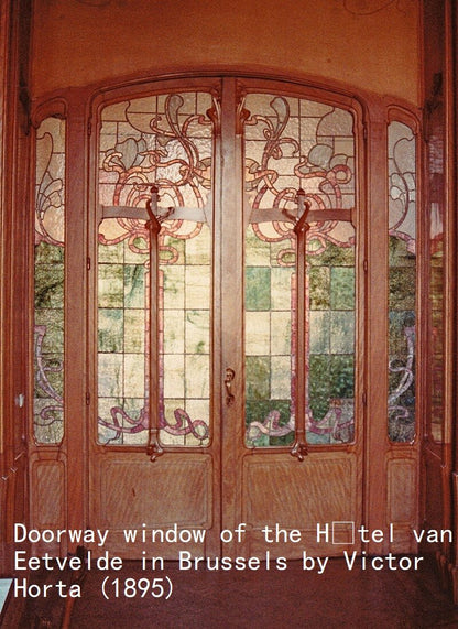 High End Art Nouveau100% Silk Lampas Botanical Silhouette Rectangles "spring" Gold Blue Green