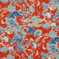 Brunschwig & Fils Shishi Blue Peony & Chinese Lion On Poppy Red MSRP USD336/y