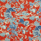 Brunschwig & Fils Shishi Blue Peony & Chinese Lion On Poppy Red MSRP USD336/y