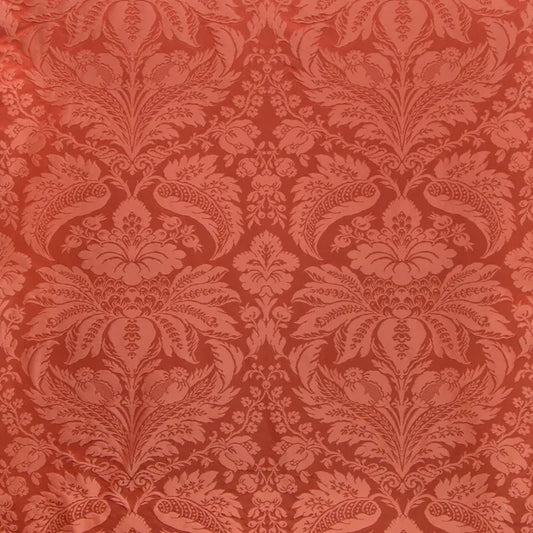 Brunschwig & Fils Damask Pierre Pepper Red Renaissance Cotton Silk Fabric -Red - Special Order - MSRP USD796/y