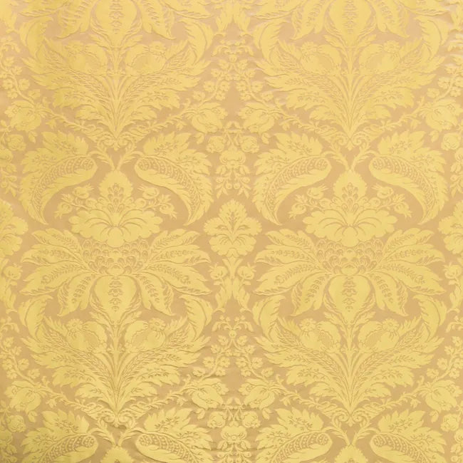 Brunschwig & Fils Damask Pierre Antique Renaissance Cotton Silk Fabric -Gold - Special Order - MSRP USD796/y