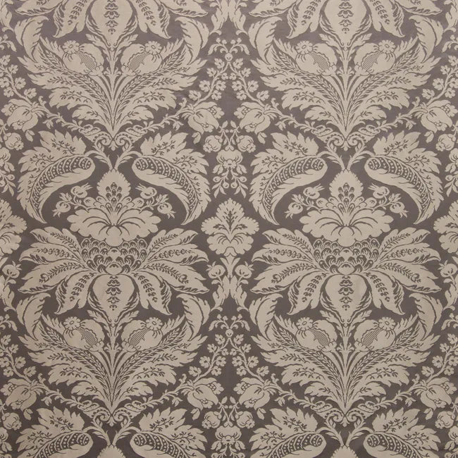 Brunschwig &Fils Damask Pierre Charcoal Renaissance Cotton Silk Fabric -Gray - Special Order