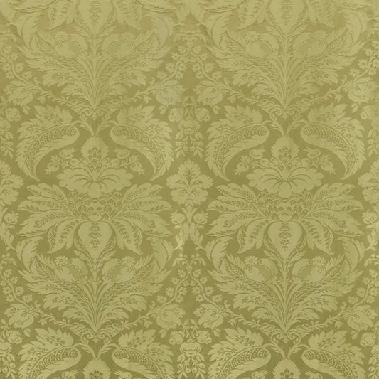 Brunschwig & Fils Damask Pierre Olive Renaissance Cotton Silk Fabric -Green - Special Order - MSRP USD796/y