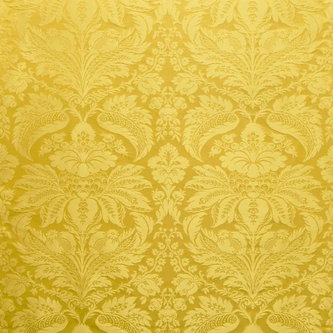 Brunschwig & Fils Damask Pierre Canary Renaissance Cotton Silk Fabric - Light Yellow - Special Order - MSRP USD796/y