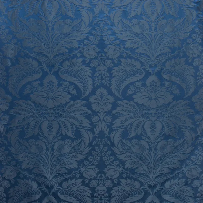 Brunschwig & Fils Damask Pierre Ocean Renaissance Cotton Silk Fabric - Deep Blue - Special Order - MSRP USD796/y