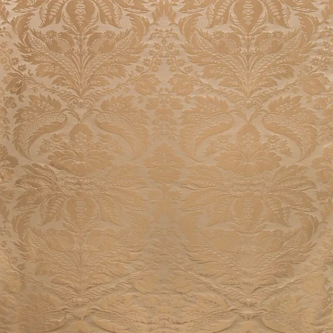 Brunschwig & Fils Damask Pierre Chestnut Renaissance Cotton Silk Fabric - Brown - Special Order - MSRP USD796/y