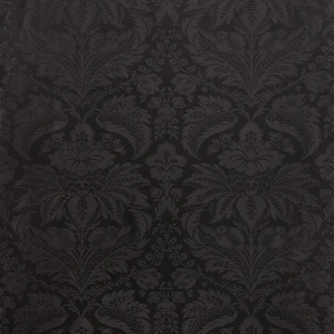 Brunschwig & Fils Damask Pierre Black Renaissance Cotton Silk Fabric - Black - Special Order - MSRP USD796/y