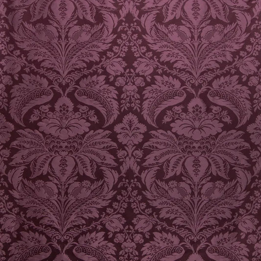 Brunschwig & Fils Damask Pierre Eggplant Renaissance Cotton Silk Fabric - Purple - Special Order - MSRP USD796/y