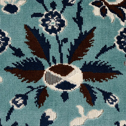 Schumacher Saint Ambrose Velvet in Cadet Blue Animals and flowers Cut and pattern velvets MSRP USD 596/y