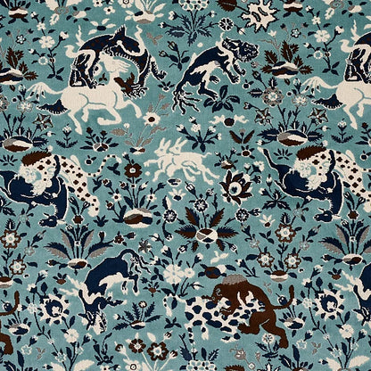 Schumacher Saint Ambrose Velvet in Cadet Blue Animals and flowers Cut and pattern velvets MSRP USD 596/y