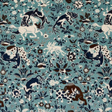 Schumacher Saint Ambrose Velvet in Cadet Blue Animals and flowers Cut and pattern velvets MSRP USD 596/y