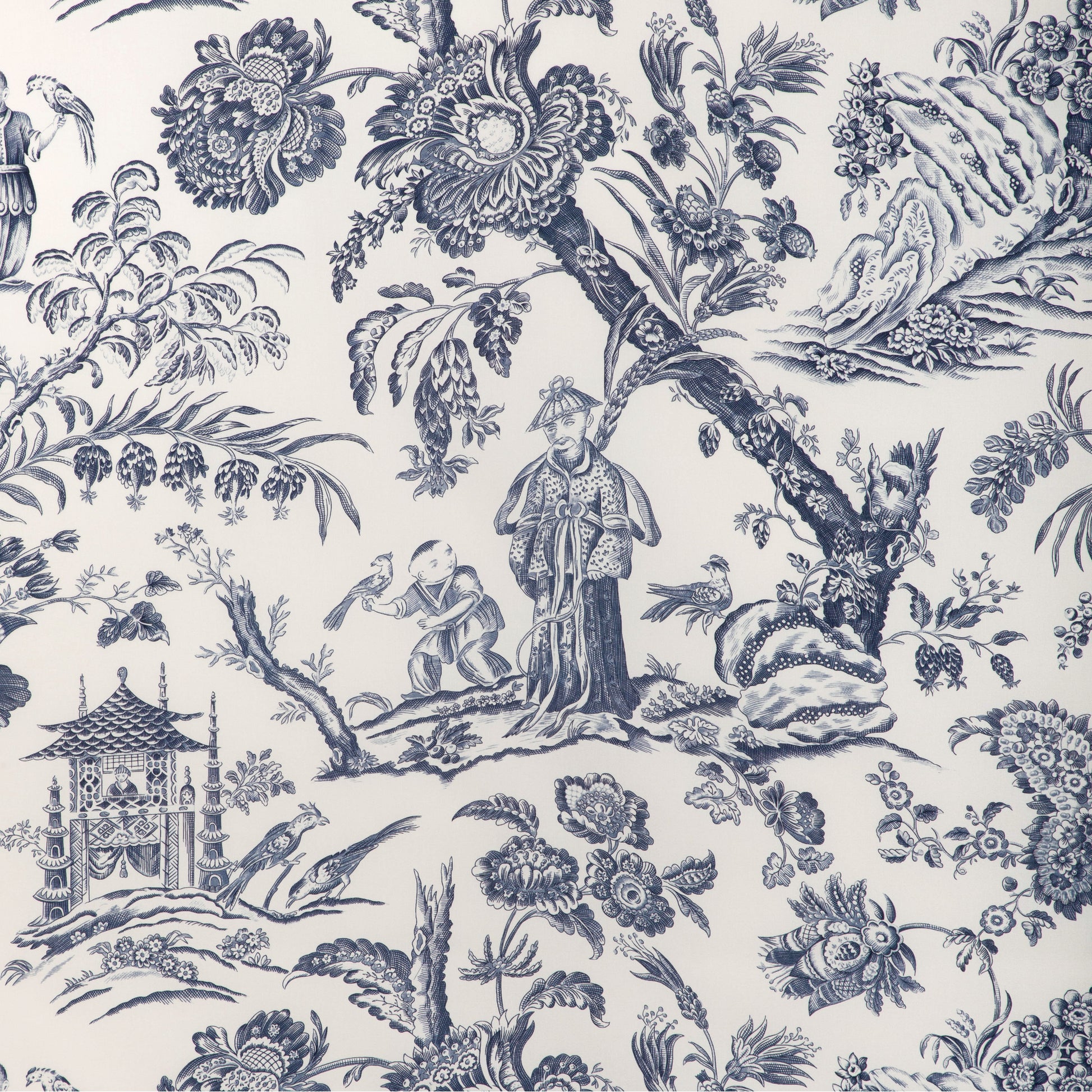 Brunschwig & Fils Marcel Print Cotton - Navy And White