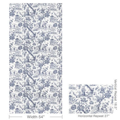 Brunschwig & Fils  Marcel Print Navy Cotton Blue and White MSRP USD242/y