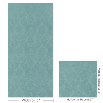 Brunschwig and Fils Arnaud Damask Vienne Silk - Aqua - Special Order