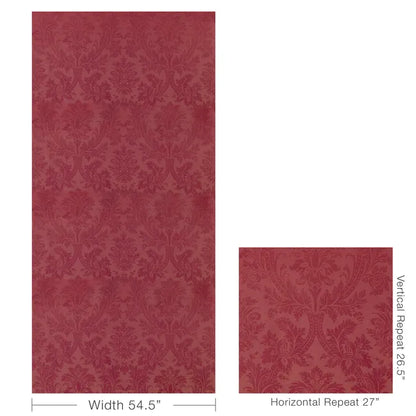 Brunschwig and Fils Arnaud Damask Vienne Silk - Red - Special Order
