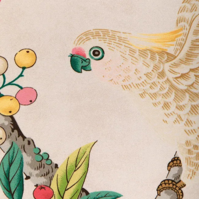 Special Order Brunschwig &amp; Fils Kanchou Print - Multi Green Red on White Cotton Bird Botanical Floral MSRP USD 336/y