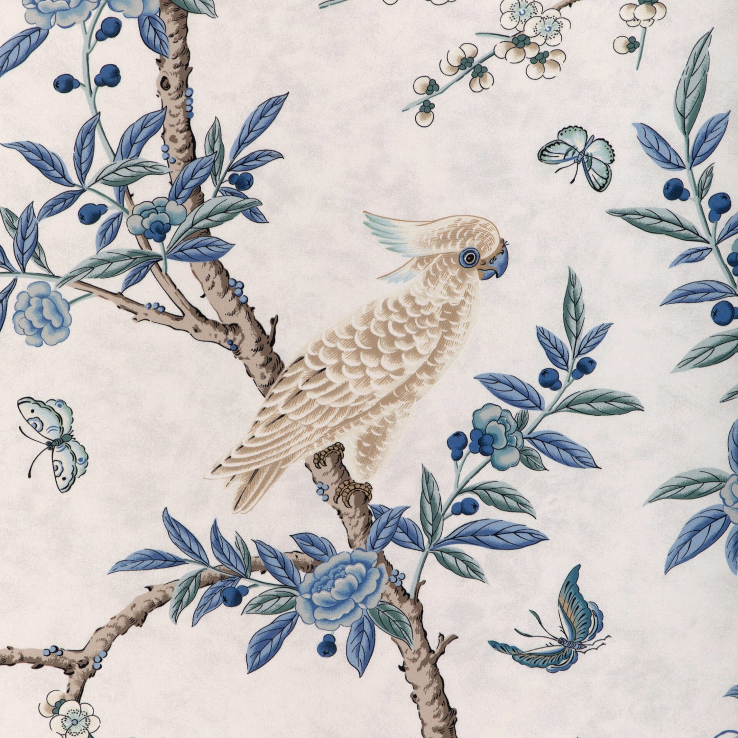 Special Order Brunschwig &amp; Fils Kanchou Print - Azure Blue White Cotton Bird Botanical Floral MSRP USD 336/y