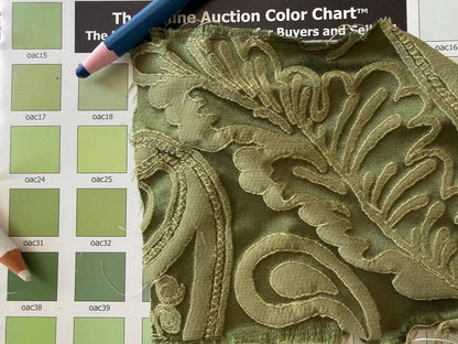 Bty Scalamandre Angelique Paisley Silk Damask Green Gold MSRP USD 298/y
