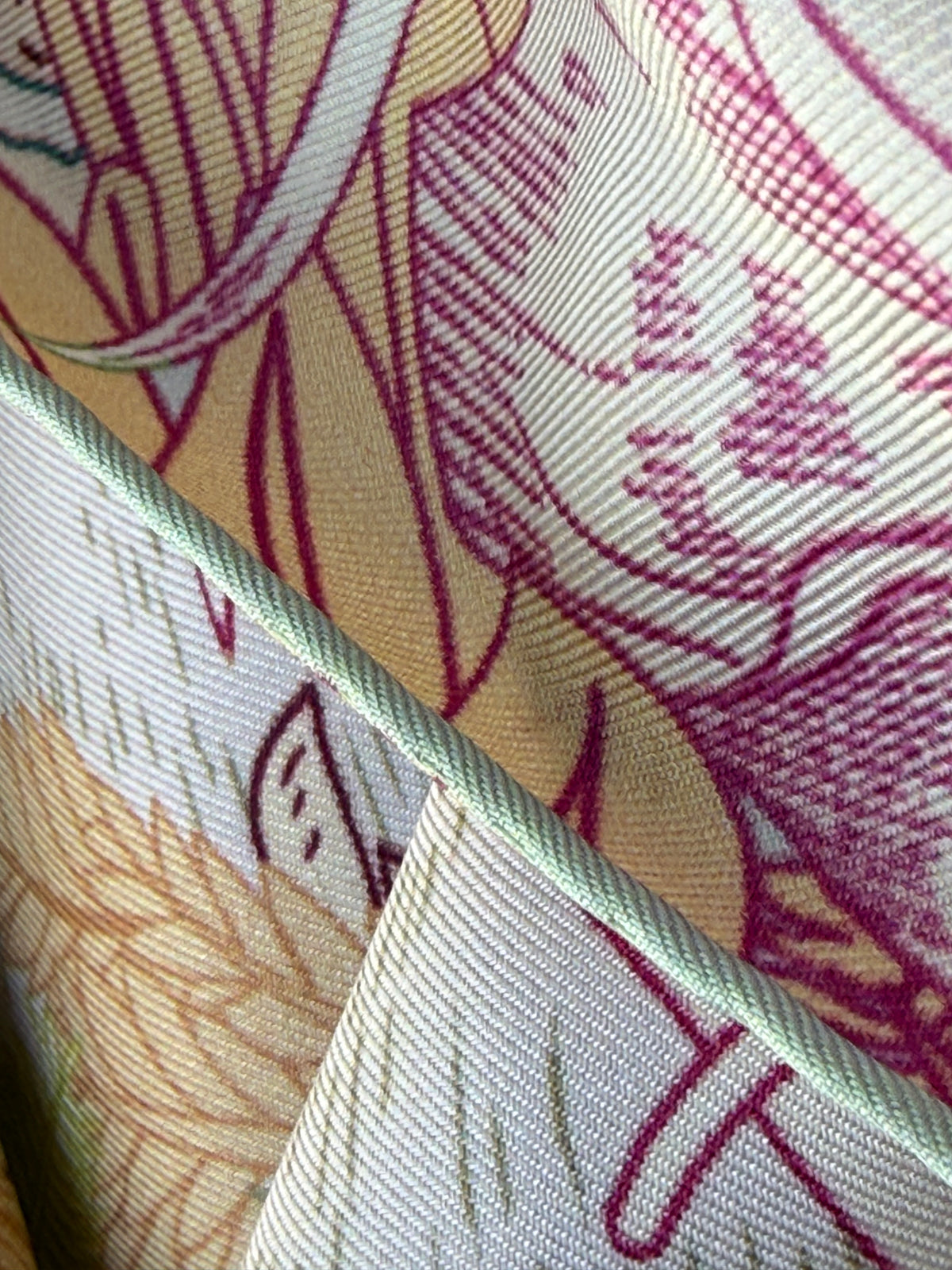 Art Scarf Leopard River Resort Tropical Jungle Waterfall Mint Green Fuschia Pink High End Silk Twill Scarf Double Sided