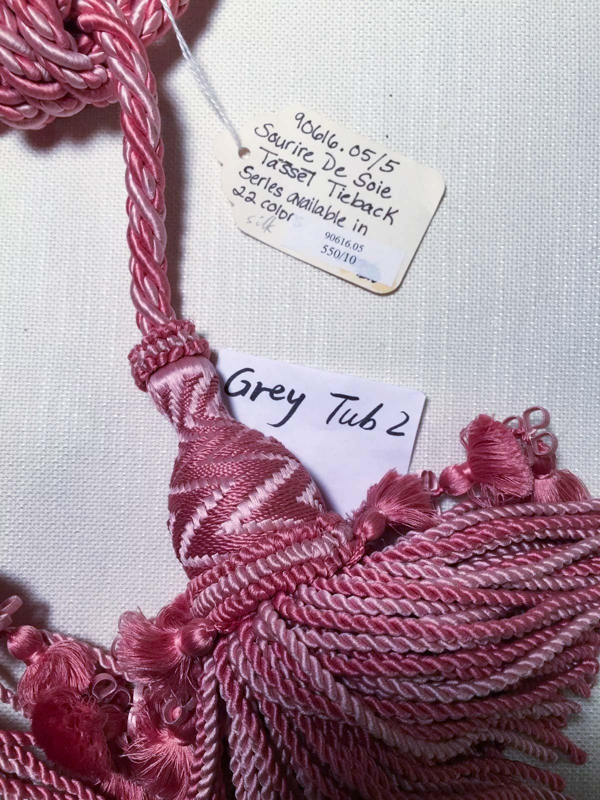 BRUNSCHWIG &amp; FILS Double Tassel Tieback App26" L 100% SILK 90616 PINK MSRP$600+