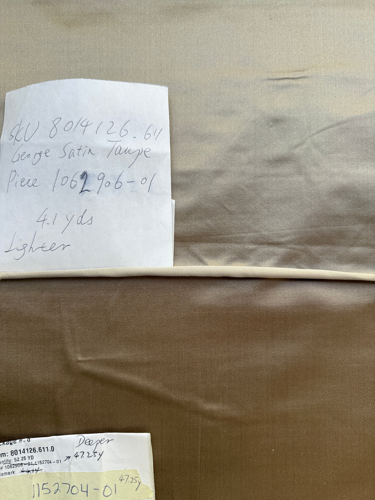 By Yd Brunschwig & Fils Georges Satin Silk Taupe MSRP USD 470/Y Lighter