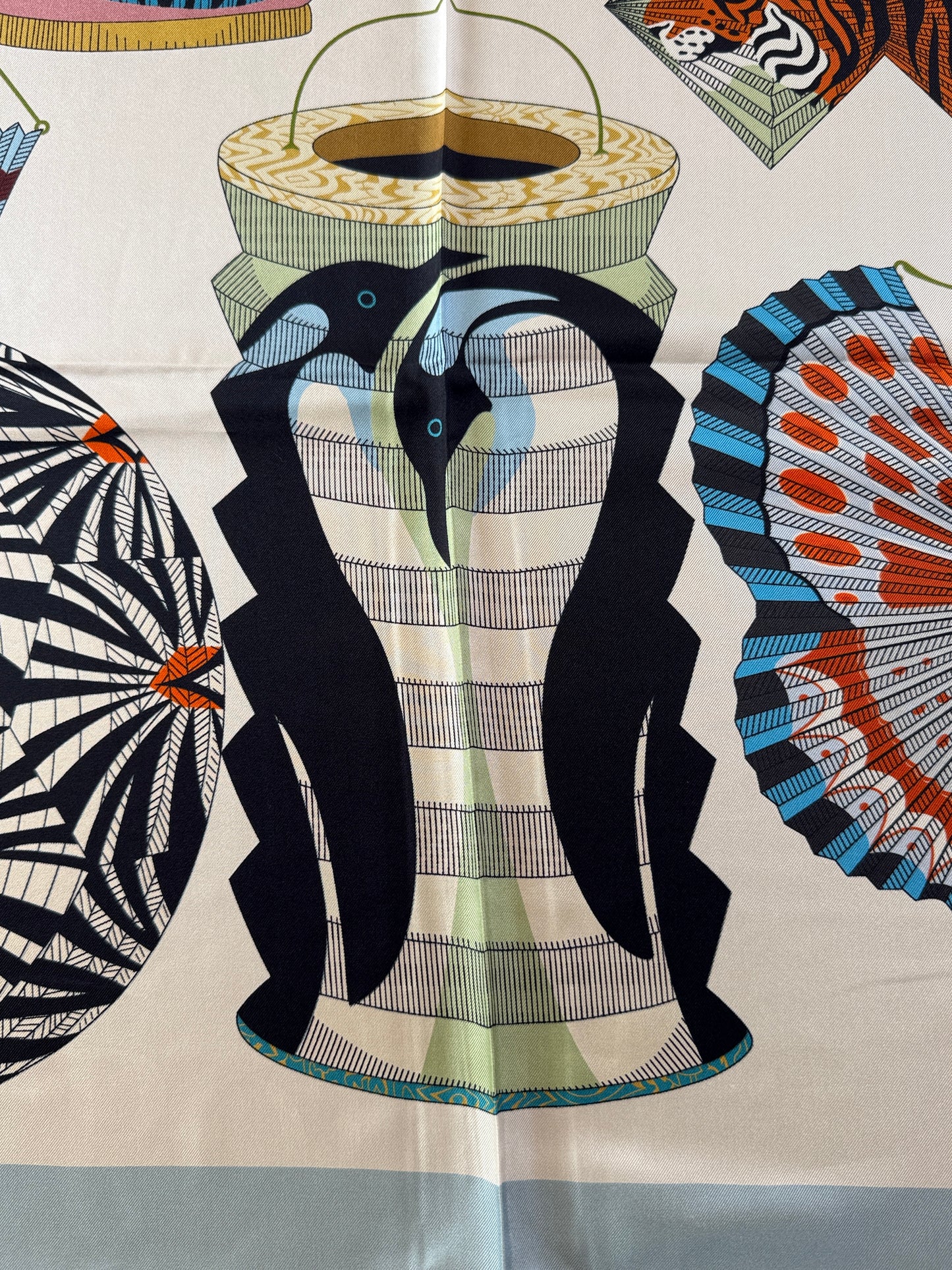 Art Scarf Lattern Festival Animal Kingdom Bird Fish High End 100% Silk Twill Scarf Huge 40”