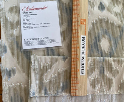 Scalamandre Tashkent Cut Velvet In Cloud Grey 2.3yd Panel MSRP USD 524/y