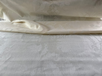 by yard Brunschwig & Fils Upton Damask Linen Print Oyster White on White Heavy