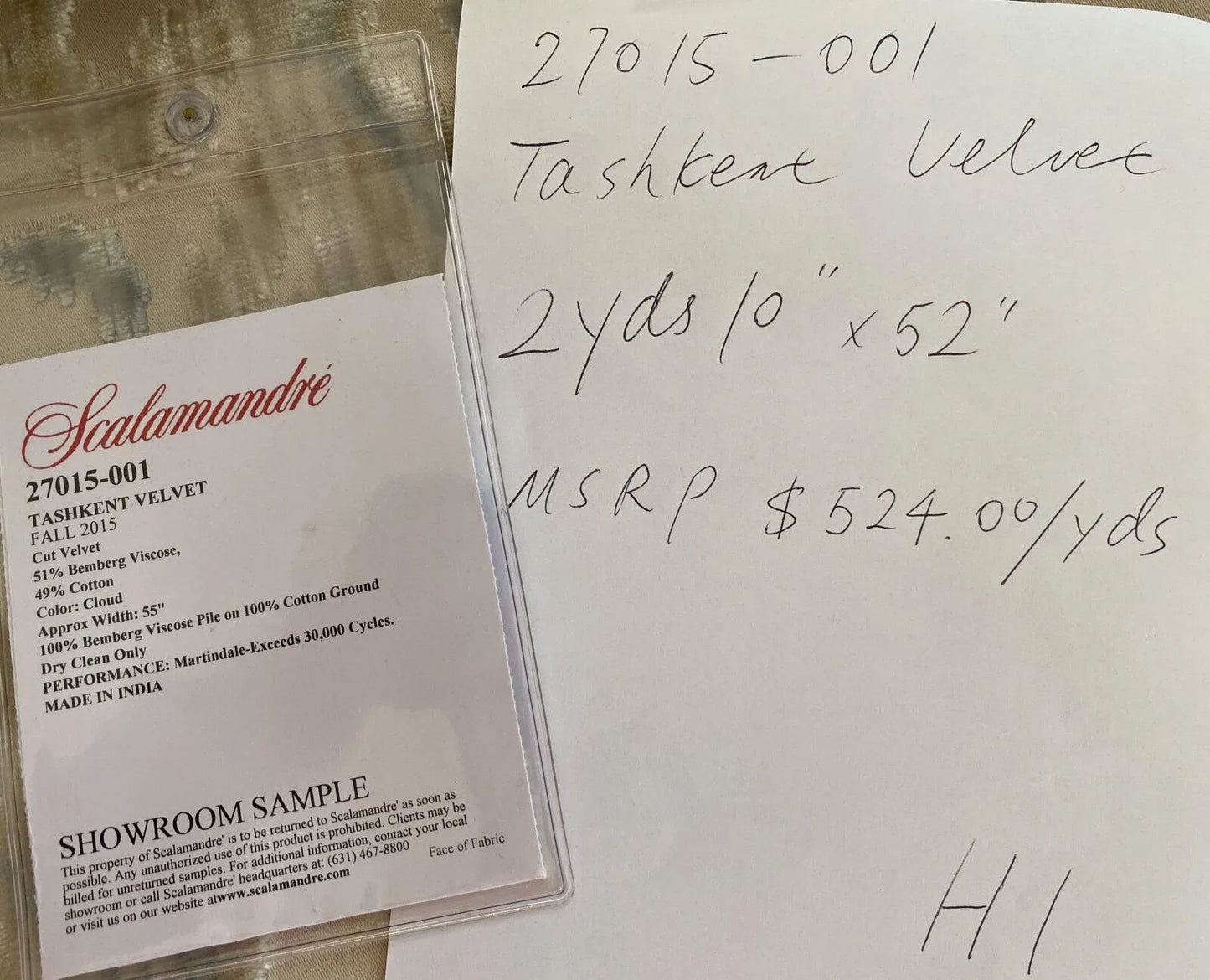 Scalamandre Tashkent Cut Velvet In Cloud Grey 2.3yd Panel MSRP USD 524/y