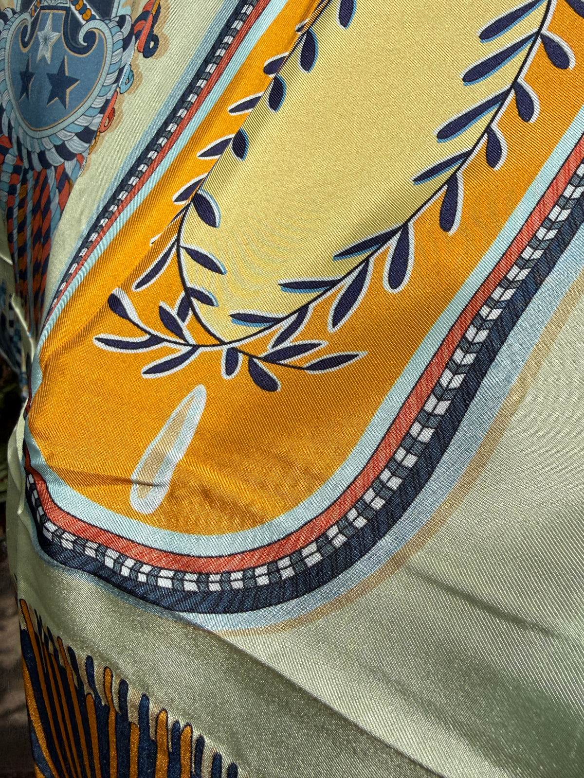 Art Scarf Feather Crest Horse Tribe Equestrian Mint Green High End Silk Twill Scarf Double Sided