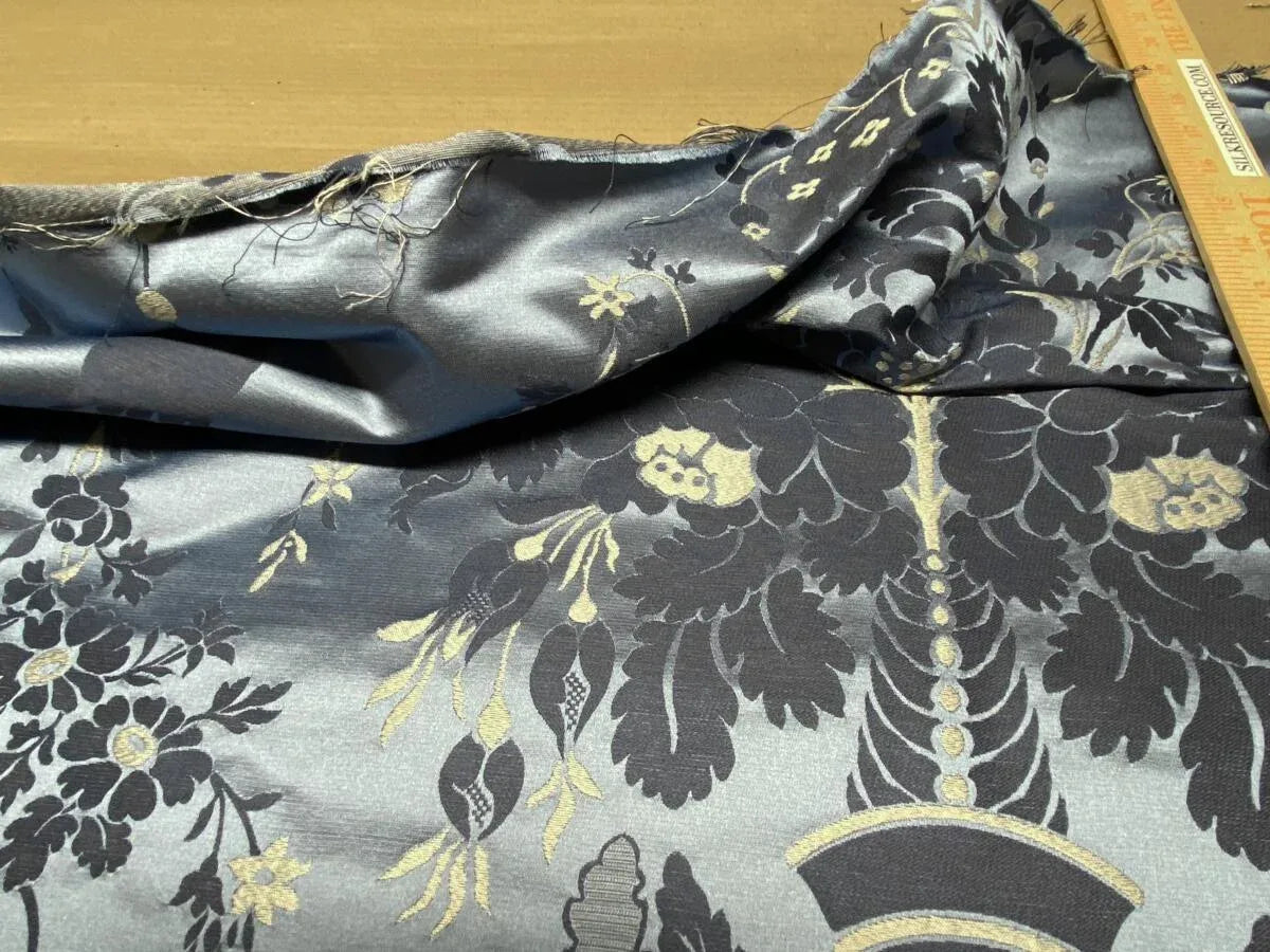 Scalamandre Neoclassical Meuse Ornamental Silver &amp; Blue Silk Pearl Peacock Piece B