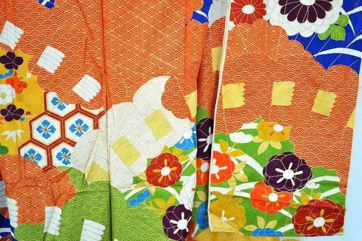 Stunning New Un-Finished Silk Wedding Furisode Embroidered Chrysanthemum