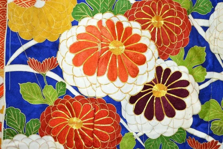 Stunning New Un-Finished Silk Wedding Furisode Embroidered Chrysanthemum